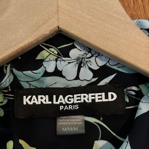 Karl Lagerfeld Paris | Floral Sleeveless Collar Button Down Blouse Size Medium - Picture 6 of 9